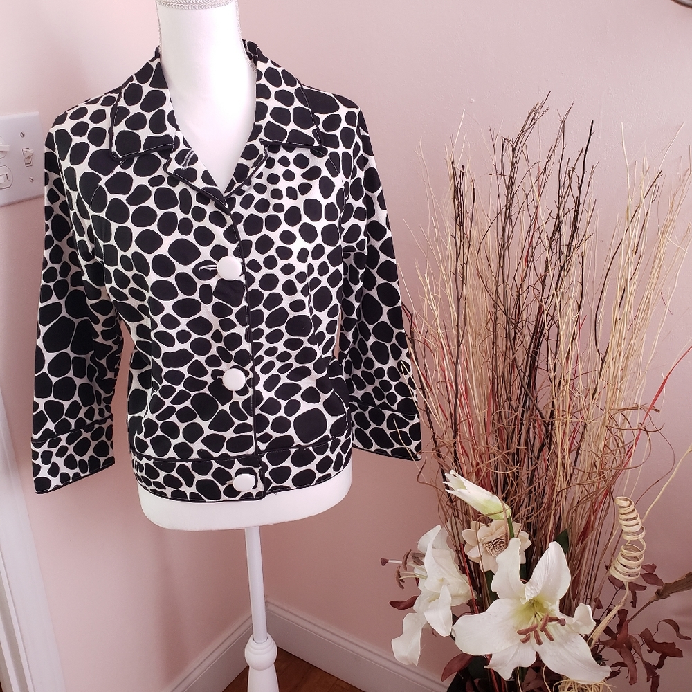 ANN TRINITY 3/4 sleeve sz M jacket  polka dots